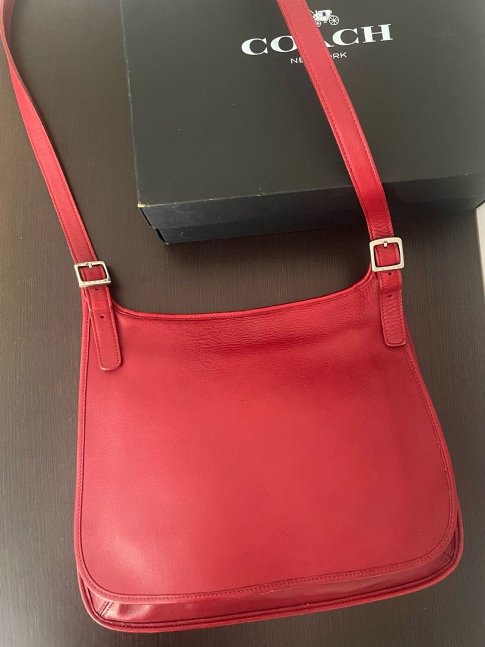 Vintage Coach Red Glovetanned Leather Hippie Flap Festival Crossbody Bag